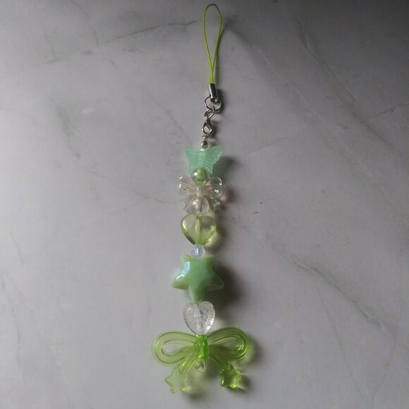 Fairycore Butterfly Star Charm Strap | Mint Green Beaded Phone & Bag Accessory - Picture 1 of 7